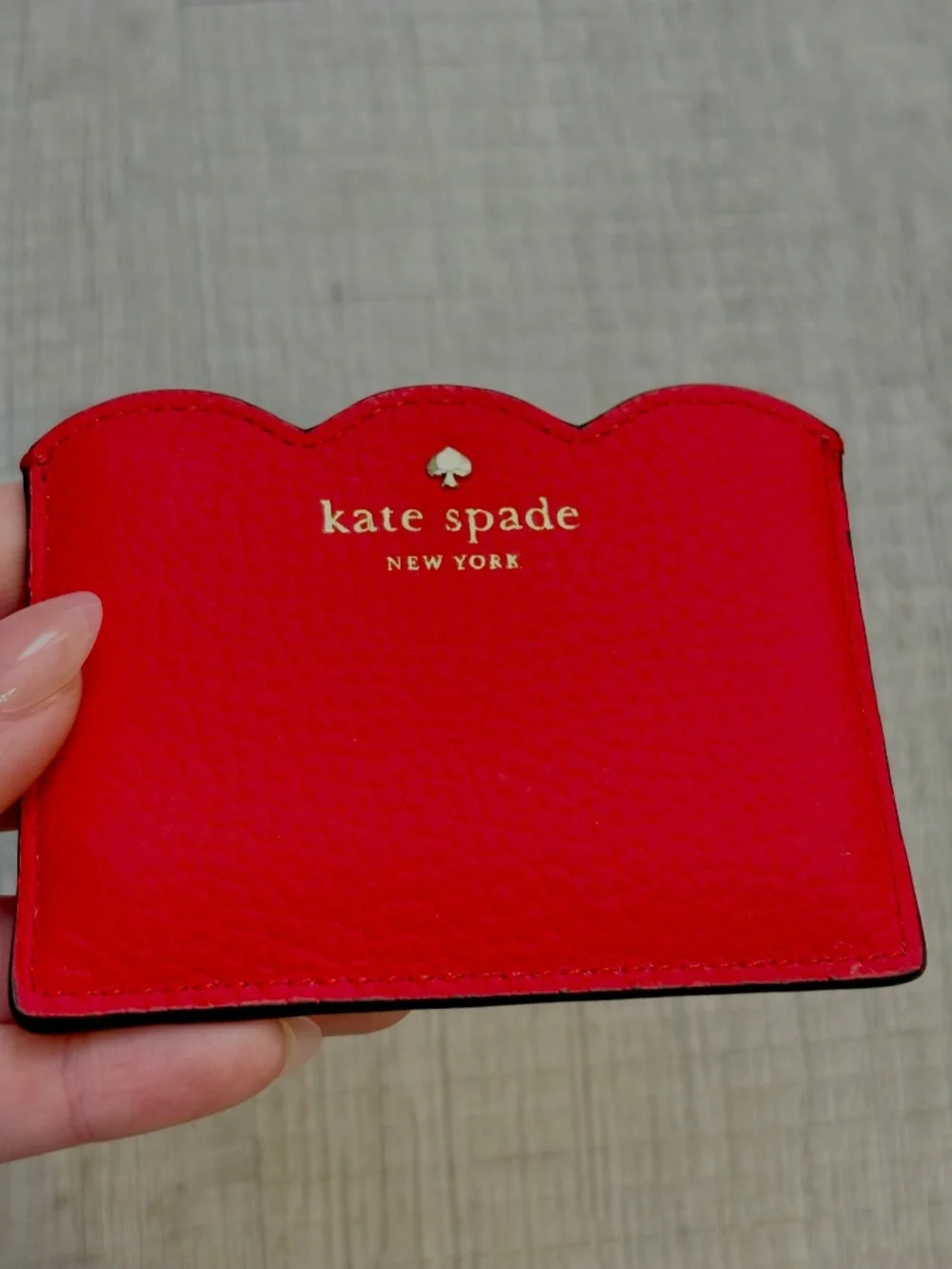 Kate Spade Leewood Place Red Leather Card Holder Wallet Coastal Nautical Luxury